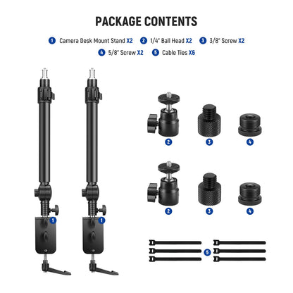 NEEWER Extendable Camera Desk Mount with Ball Head, 17"-40" Adjustable Table Light Stand with 1/4" Screw & C Clamp for DSLR Camera, Ring Light, Live Stream, Vlog, Max Load: 6.6lb/3kg, TL283 (RED)