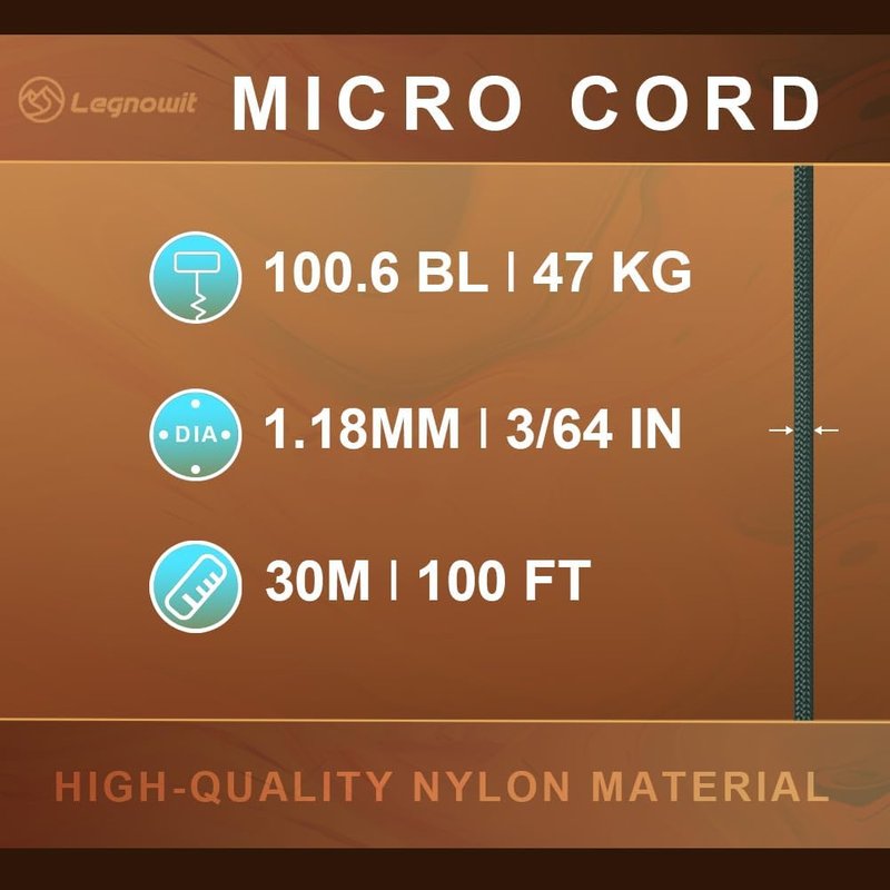 Micro Paracord - 1.18mm x 100ft Thin Braided Utility Cord for Crafting, DIY Projects & Camping