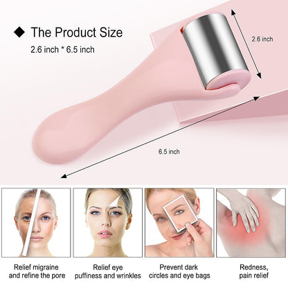Ice Roller for Face and Eye 2 Pcs,Face Roller Skin Care for Puffiness,Migraine,Pain Relief,Eye Roller For Puffy Eyes Dark Circles,Stainless Steel Facial Roller (Pink)