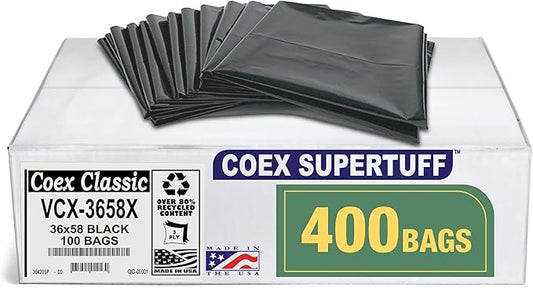 Aluf Plastics - Value COEX 3 Ply Garbage Bags, 50-55 Gallon, 1.5 Mil
