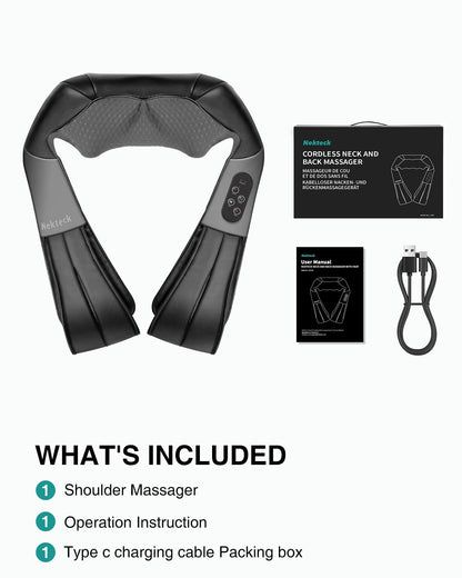 Nekteck Shiatsu Neck and Back Massager with Soothing Heat, Shoulder Massager for Pain Relief Deep Tissue, Electric 3D Kneading Massage Tools for Leg Body Muscle, Corded Power, Gifts for Him Her