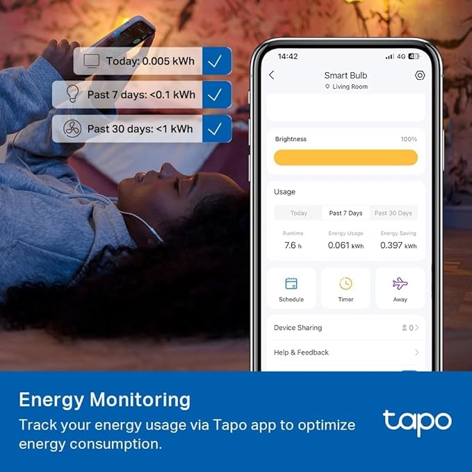 Tapo TP-Link Smart Light Bulbs, 800 Lumens (60W Equivalent), 2700K Soft Warm White LED Bulb, Dimmable, Compatible with Alexa and Google Home, No Hub Required, A19 E26, L510E (Pack of 48)