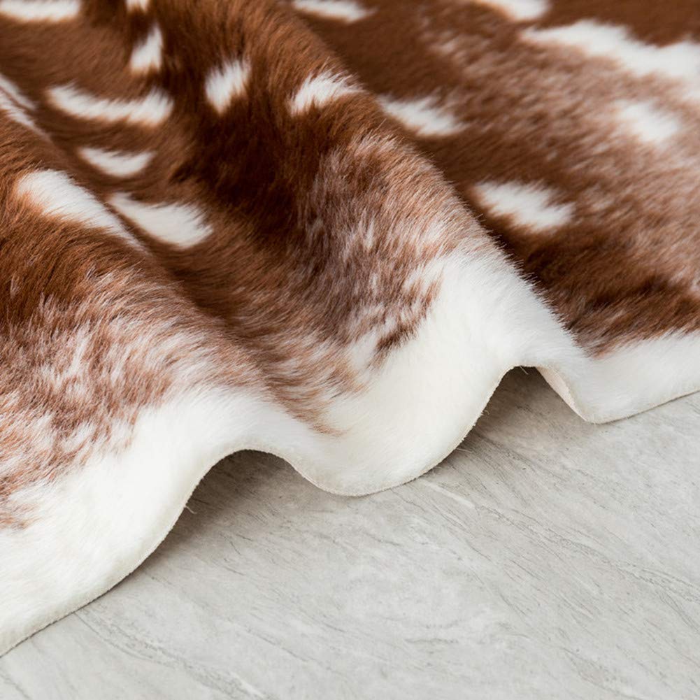 Faux Deer Rug Cowhide Rug Animal Rug Deer Print Faux Cow Hide Western Area Rug Sika Deer Animals Mat Carpet for Home Living Room 5x6ft