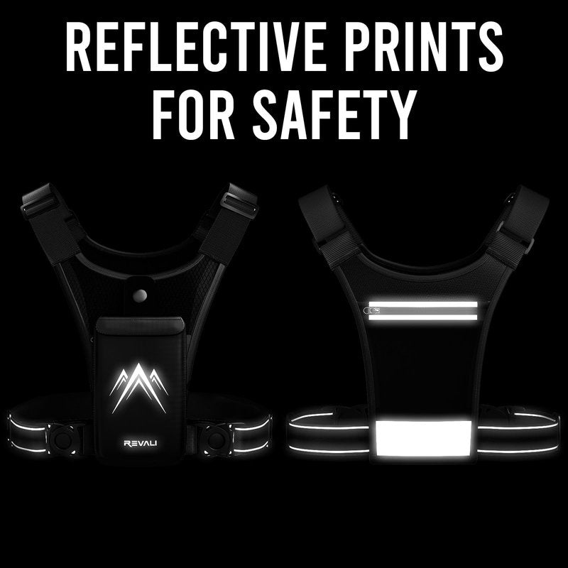 REVALI Running Vest for Men Women, USA Patent, Ultralight Reflective Running Vest Phone Holder Chest Pack for Hiking Cycling