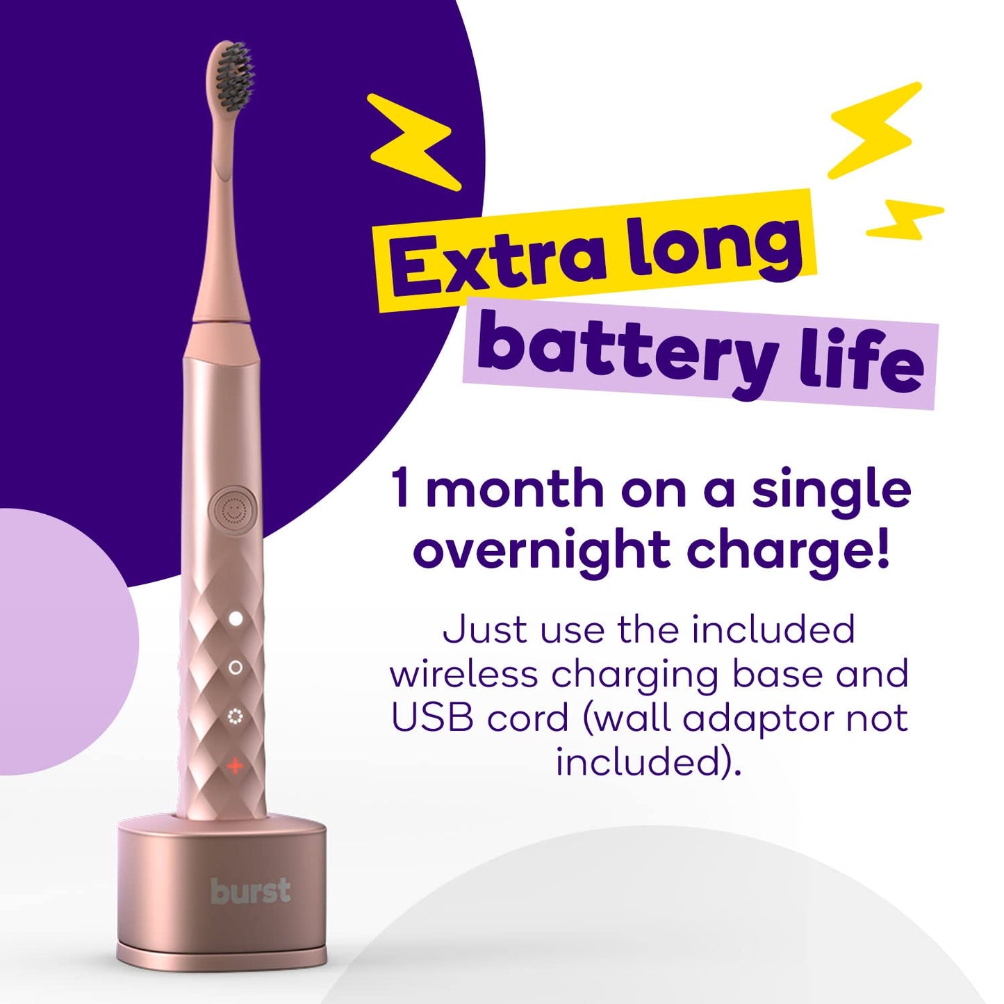 Burst Original Sonic Electric Toothbrush for Adults (White) | Soft Bristles | Deep Clean Stain & Plaque Removal | 3 Modes: Teeth Whitening, Sensitive & Massage
