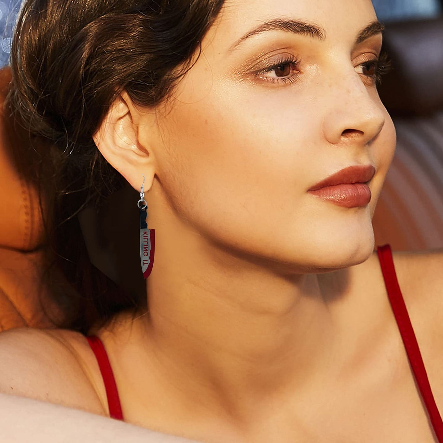 GBAHFY Halloween Ghost Face Knife Earrings Women Acrylic Drop Dangle Scream Gothic Statement Howling Skull Hypoallergenic Jewelry Gifts Lady Party Costume Decorations Accessories (K)