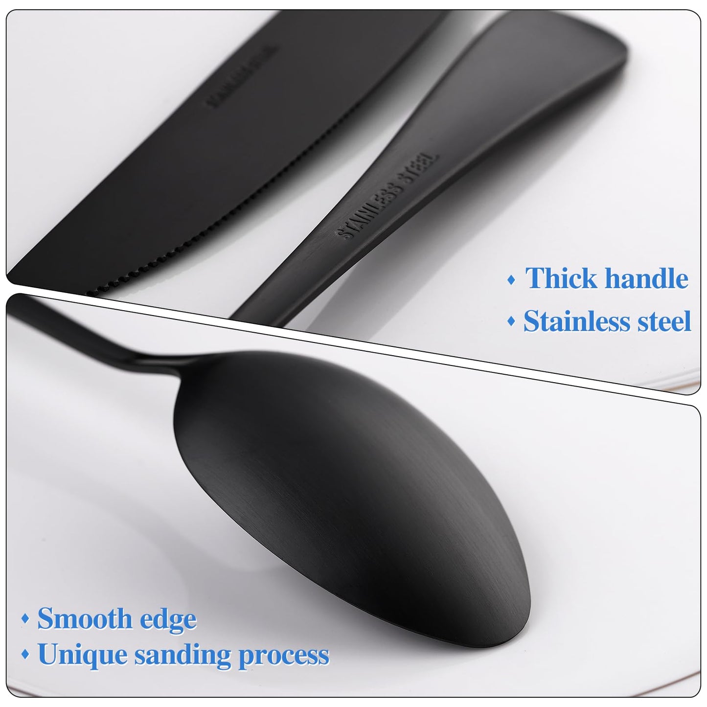 Skull Silverware Set SANLUNS 40 Piece Matte Black Unique Flatware Set for 8,Stainless Steel Fine Dining Utensils Spoons,Forks,Knife Pattern Tableware Durable Cutlery Halloween Home Kitchen,Dishwasher