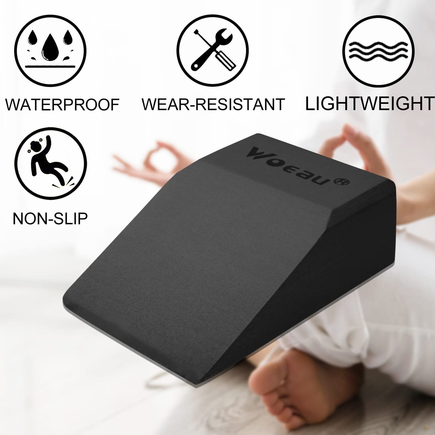 2 Pack Non-Slip Professional Squat Wedge Blocks - Heel Elevated Ramp for Squats, Calf Raises Platform for Men Women, Slant Board Trainer for Fitness, Pushup, Weightlifting, Yoga