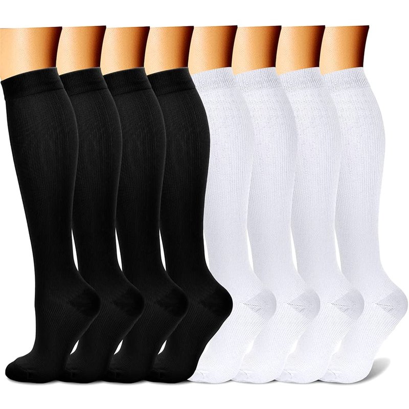 CHARMKING Compression Socks for Women & Men (8 Pairs) 15-20 mmHg Graduated Copper Support Calf Socks are Best for Pregnant, Nurses - Boost Performance, Circulation, Knee High Wide Calf(L/XL, Multi 02)
