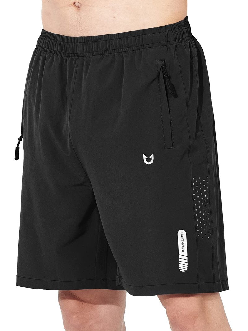 NORTHYARD Men's Athletic Running Shorts Gym Workout 7"/9"/5" Quick Dry Lightweight Sports Basketball Tennis 3 Zipper Pockets Black 4XL