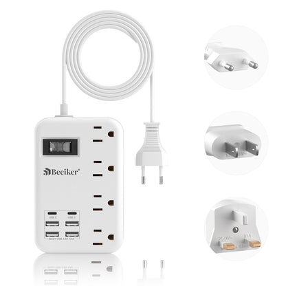 6 USB(2 USB C) Purple Travel Power Strip- 5Ft Lavender Extension Cord with 24W USB Charging Station and 4 Outlets, Purple Desk Accessories with Surge Protector for Cute Kawaii Office Dorm Room