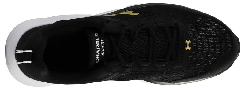Under Armour Men's Charged Assert 9 Running Shoe, Black/White/Gold,11