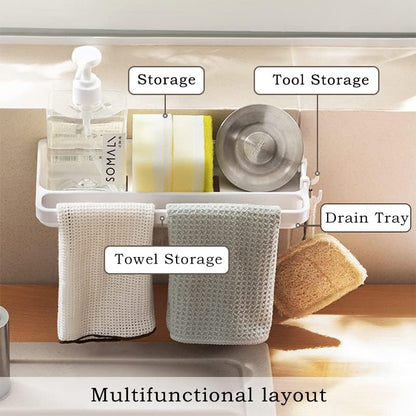 Asonen Dish Drainers,Sponge Holder Sink Tidy Organiser for Sponges Washing Up Kitchen Brush Wash Up Liquid and Sink Stopper Wall Mounted/Hanging for Kitchen Accessories