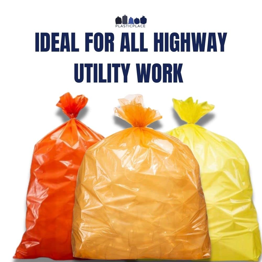 Plasticplace 55-60 gallon Trash Bags │ 1.2 Mil │ Orange Heavy Duty Garbage Can Liners │ 38” x 58” (50 Count)