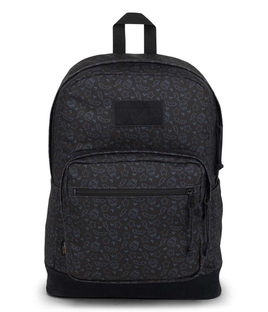 JanSport Right Pack Premium Backpack - Daypack with 15" Laptop Sleeve, Main Compartment & Water Bottle Pocket, Subtle Skull