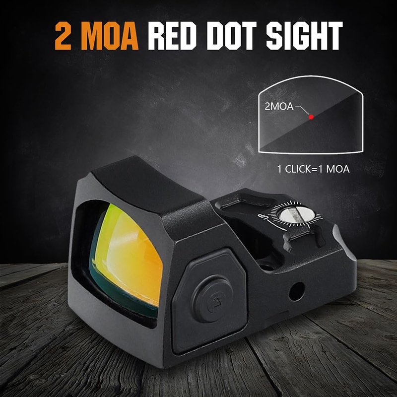 ohhunt Red Dot Sight 2 MOA Reticle Mini Shake Awake Optics 12 Brightness Adjustment (Red Dot)
