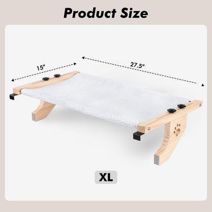 AMOSIJOY Cat Sill Window Perch Sturdy Cat Hammock Window Seat with Wood & Metal Frame for Large Cats, Easy to Adjust Cat Bed for Windowsill, Bedside, Drawer and Cabinet