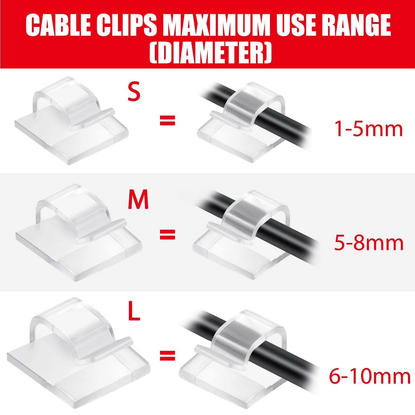 Blulu 100 Pcs Adhesive Cable Clips Bulk Wire Holder for Cord Organizer Clips Cable Management Outdoor Light Hooks for Christmas Wall String Lights Fairy Lights