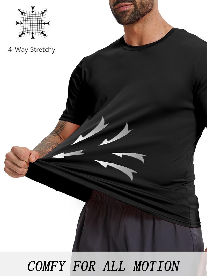 KINGFEN Men's Performance Sun Protective Shirt UPF 50+ Lightweight Quick Dry Rash Guards Moisture Wicking Outdoor Sports T-Shirt Black XXL