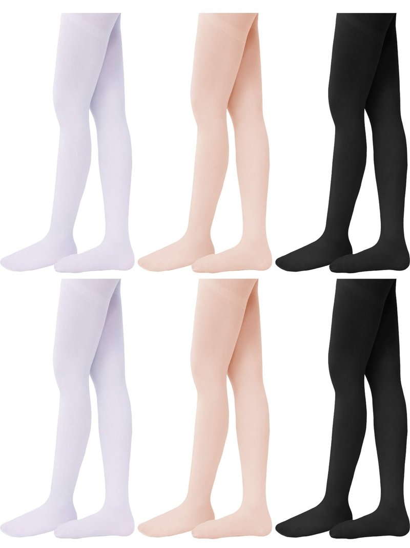 Syhood 6 Pairs Girls Ballet Tights Soft Toddler Footed Dance Tights for Toddler/Little Kid/Big Kid Gymnastics School Practice(Nude, White,Black,4-6 Years)