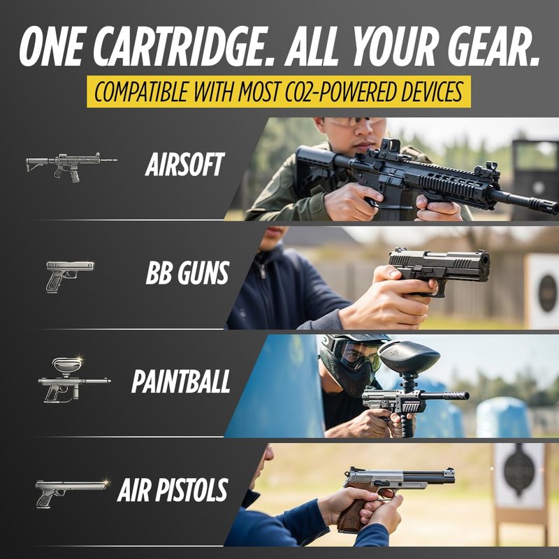 Guard Dog Security 12 Gram Co2 Cartridges, Non-Threaded, CO2 cartridges BB Gun, CO2 BB Pistol, CO2 Airsoft Pistol, and CO2 Paintball Markers, Snug fit, Solid Seal (Pack of 50)