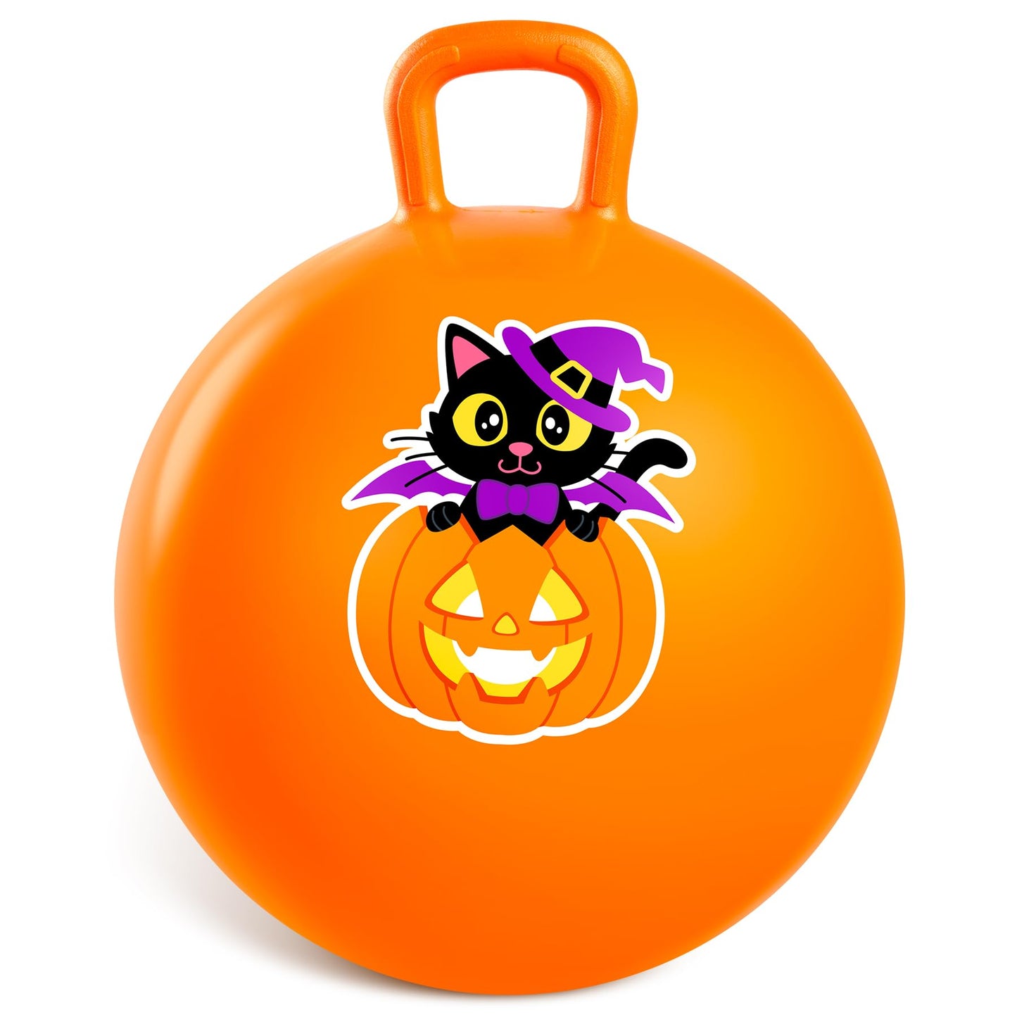 PlayZap Hopper Balls for Kids 3-8, Halloween Orange 18 Inches Bouncy Ball with Handle, Pumpkin Inflatable Bouncing Jumping Toys, Hippity Hop Toys Girls Boys Gifts