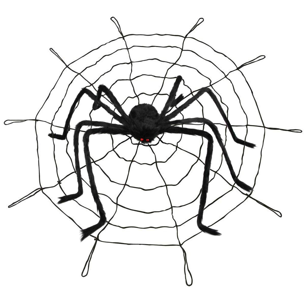 Halloween Giant Spider 6.6 Ft, Libay Outdoor Halloween Decorations Large Fake Hairy Spider Scary Furry Spider Props Outside Yard Creepy Decor, Black