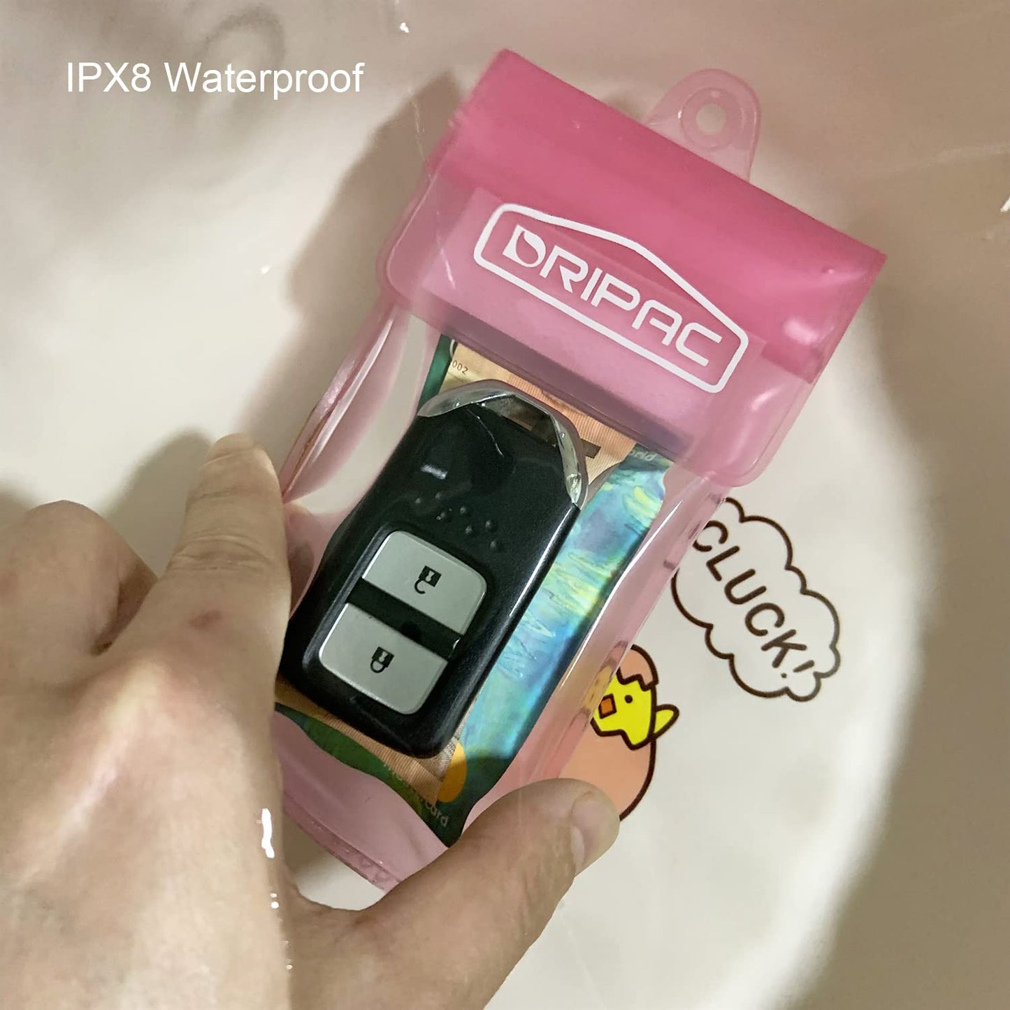 DRIPAC Waterproof Car Key FOB Case Waterproof Wallet Waterproof Holder Pouch For Key ID Badge Credit Card Money（Pink）