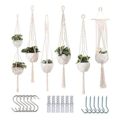 Macrame Plant Hangers Indoor Macrame Hanging Planters for Indoor Plants, 6 Pack Hanging Plant Holders Indoor Hanging, Macromay Plant Hangers for Indoor Plant Hanger, Outdoor Flower Pots Holder