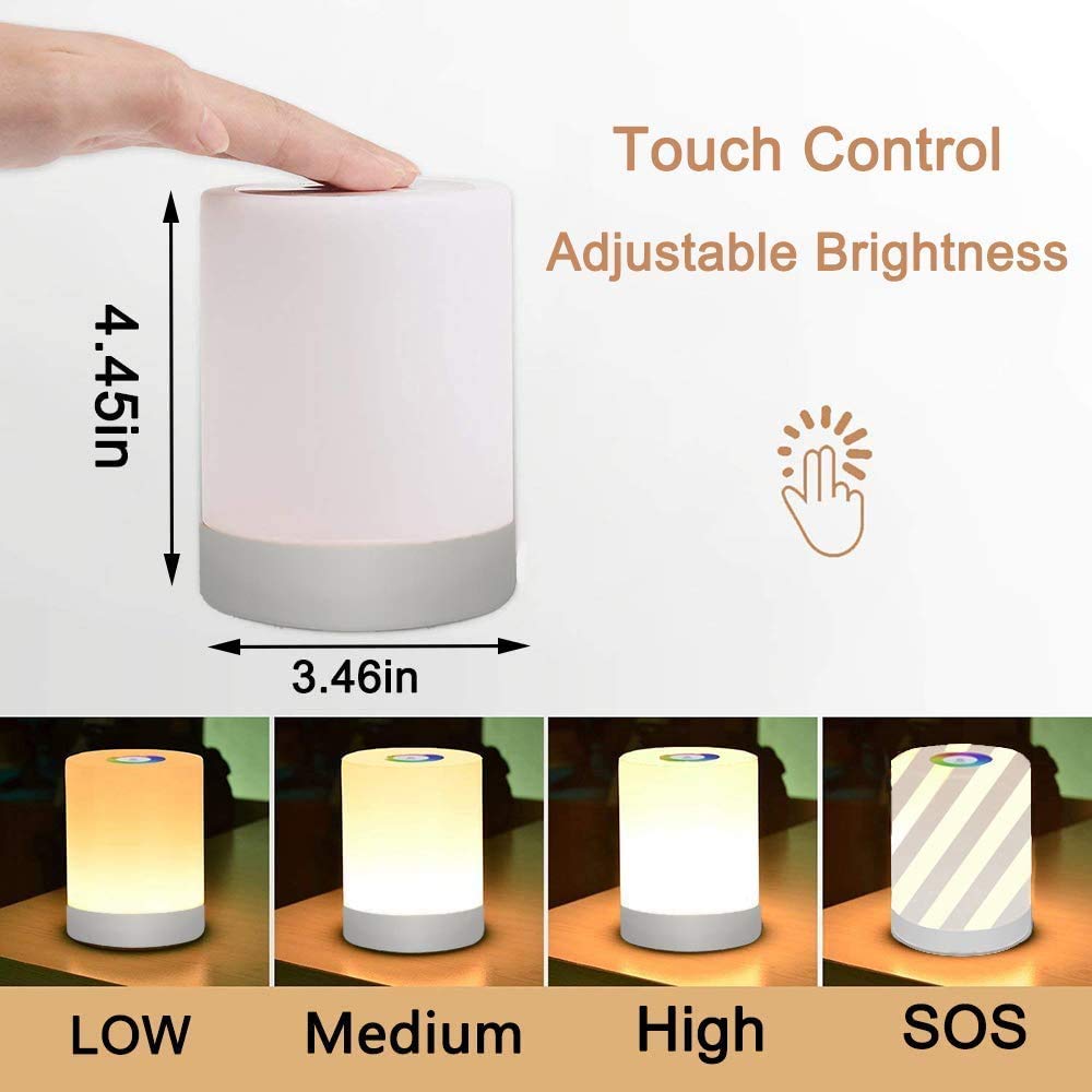 Fedetkey Night Light,LED Touch Control Chargeable Smart Bedside Table Lamp,RGB Color Changing Modes for Baby Kids Bedroom,Office,Camping
