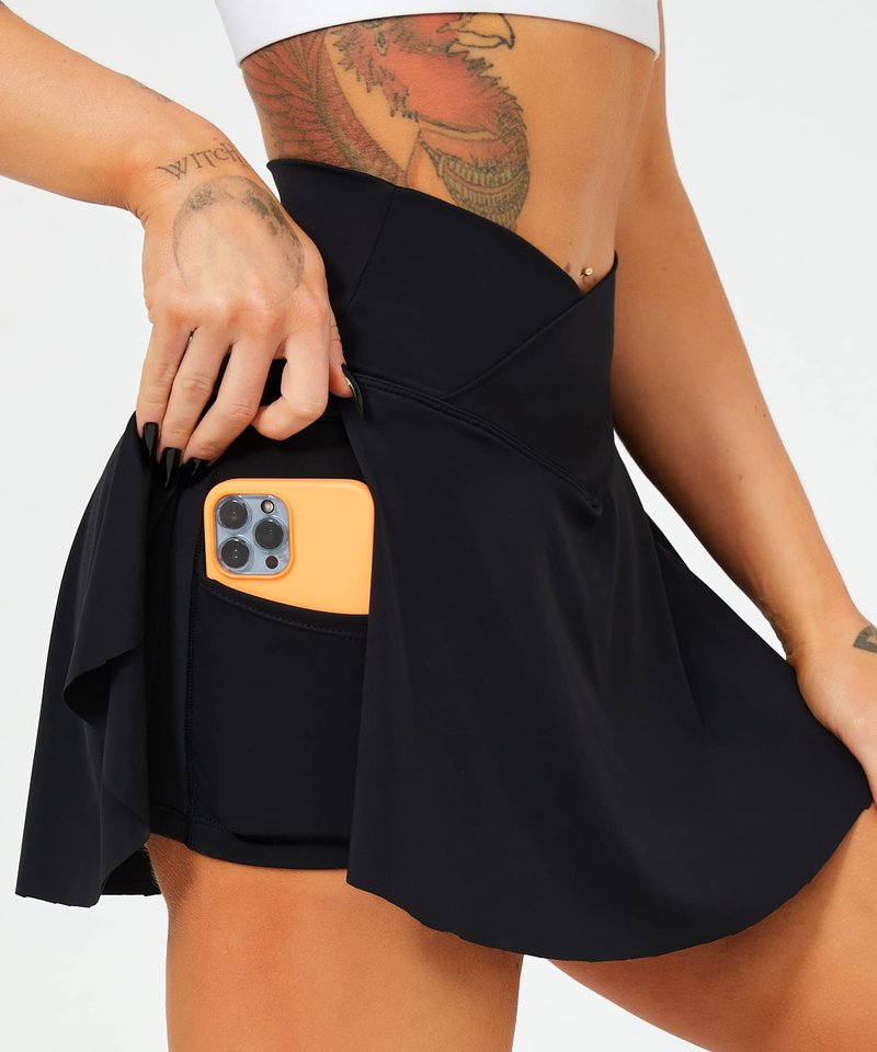 Navneet Women Tennis Skirts with Pockets High Waisted Golf Skirts Athletic Skorts Pleated Mini Skirt Workout Sport Pickleball, Black, S