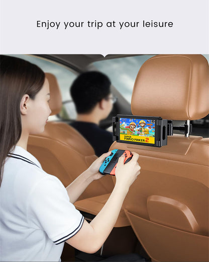 Generic Car Headrest Tablet Holder - 3 in 1 Extension Arm, Adjustable Tablet Car Mount for Back Seat, Road Trip Essentials, Compatible with 4.7-11" Tablets like iPad Pro, Air, Mini, Galaxy, Fire HD