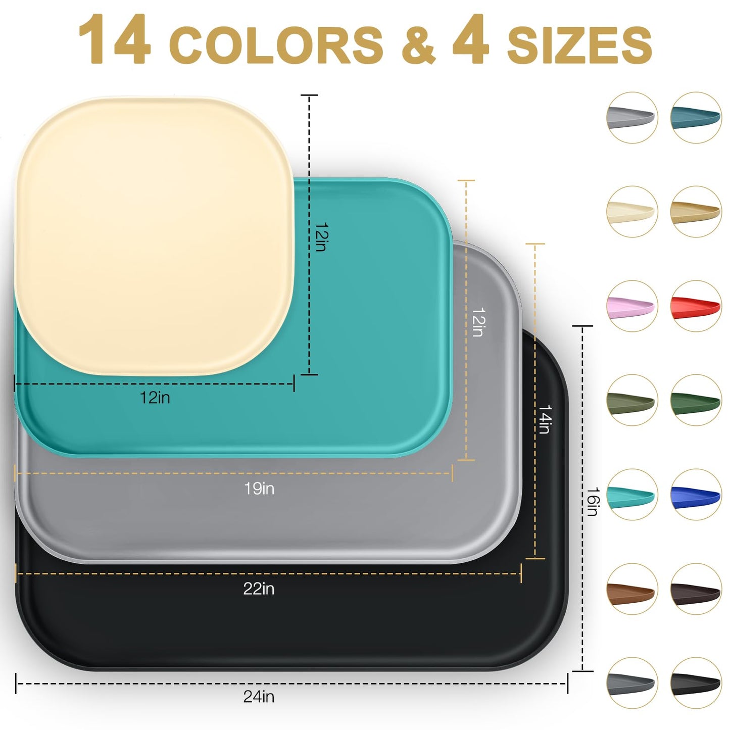 SMILOOL Silicone Pet Food Mat with Raised Edge for Food and Water Bowl, Dog Feeding Mats, Cat Food Trays for Floor Waterproof, Rubber Tray for Dogs and Cats, 24 x 16 x 0.8 Black