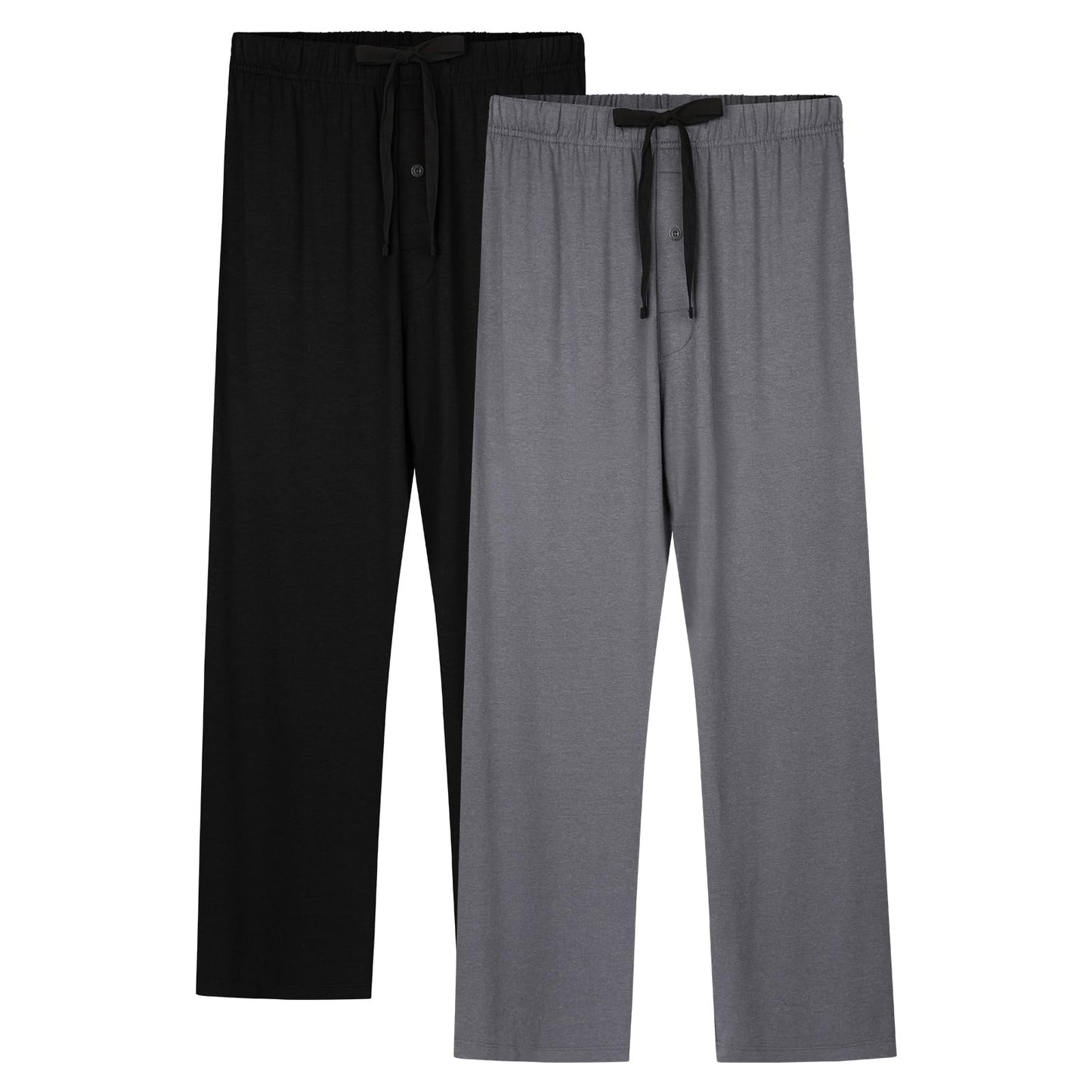 BAMBOO COOL Mens Pajama Pants Sleep Lounge Bottoms Soft Comfy Long Pj Pant Sleepwear with Pockets 2 Pack