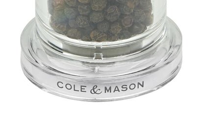 Cole & Mason 505 Clear Salt and Pepper Mills, Adjustable Grind Precision+ Mechanism, Acrylic, 140 mm, Gift Set, Includes 2 x Salt and Pepper Grinders