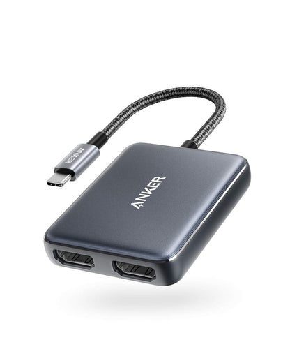 Anker USB C to Dual HDMI Adapter, Compact and Portable USB C Adapter, Supports 4K@60Hz and Dual 4K@30Hz, for MacBook/LenovoYoga/Thinkpad, XPS,[macOS only Support SST Mode]