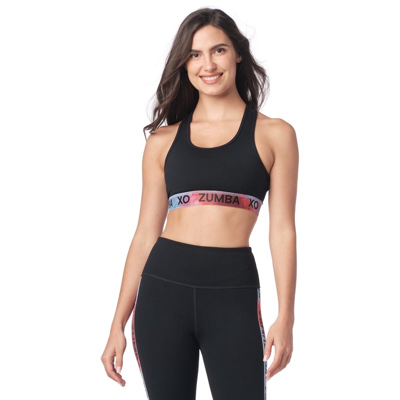 ZUMBA Women’s Love Scoop Sports Bra, Athletic Workout Top for Women, Black, X-Small