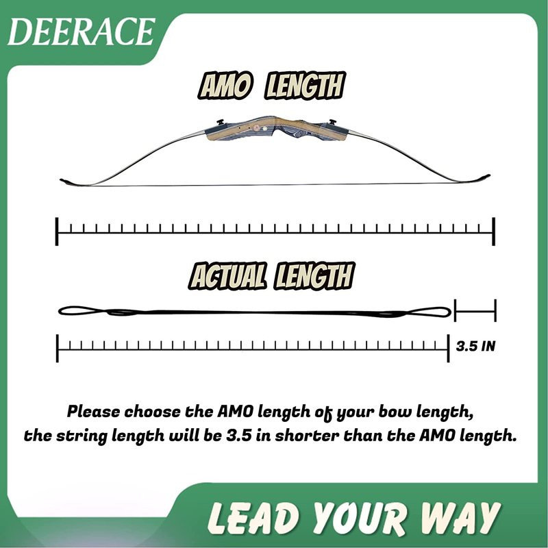 DeeRace Traditional Recurve Bow String and Bowstring Finger Savers Set, Dacron Bow String with Finger Guards (AMO 50” (Actual Length 46”), 12 Strands (Recommended for up to 40 lbs))