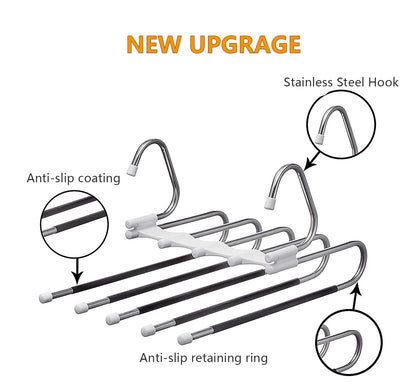 Kalimdor Pants Hangers 2 Pack Space Saving Metal Closet Organizer,Clothes Pants Hangers,Anti-Slip Design,Closet Organizers and Storage for Pants Jeans Skirts Scarf Legging