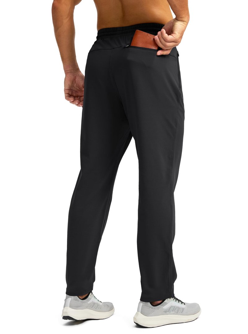 G Gradual Men's Fleece Lined Winter Pants with 3 Zipper Pockets Warm Athletic Joggers Workout Running Sweatpants for Men(Black,L)