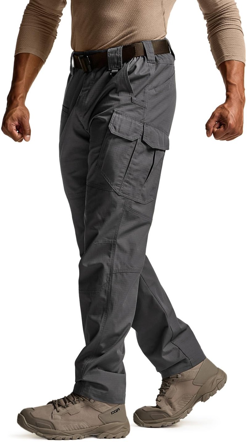 CQR Men's Tactical Pants, Water Resistant Ripstop Cargo Pants, Lightweight EDC Work Hiking Pants, Outdoor Apparel, Raider Mag Pocket Charcoal, 34W x 32L