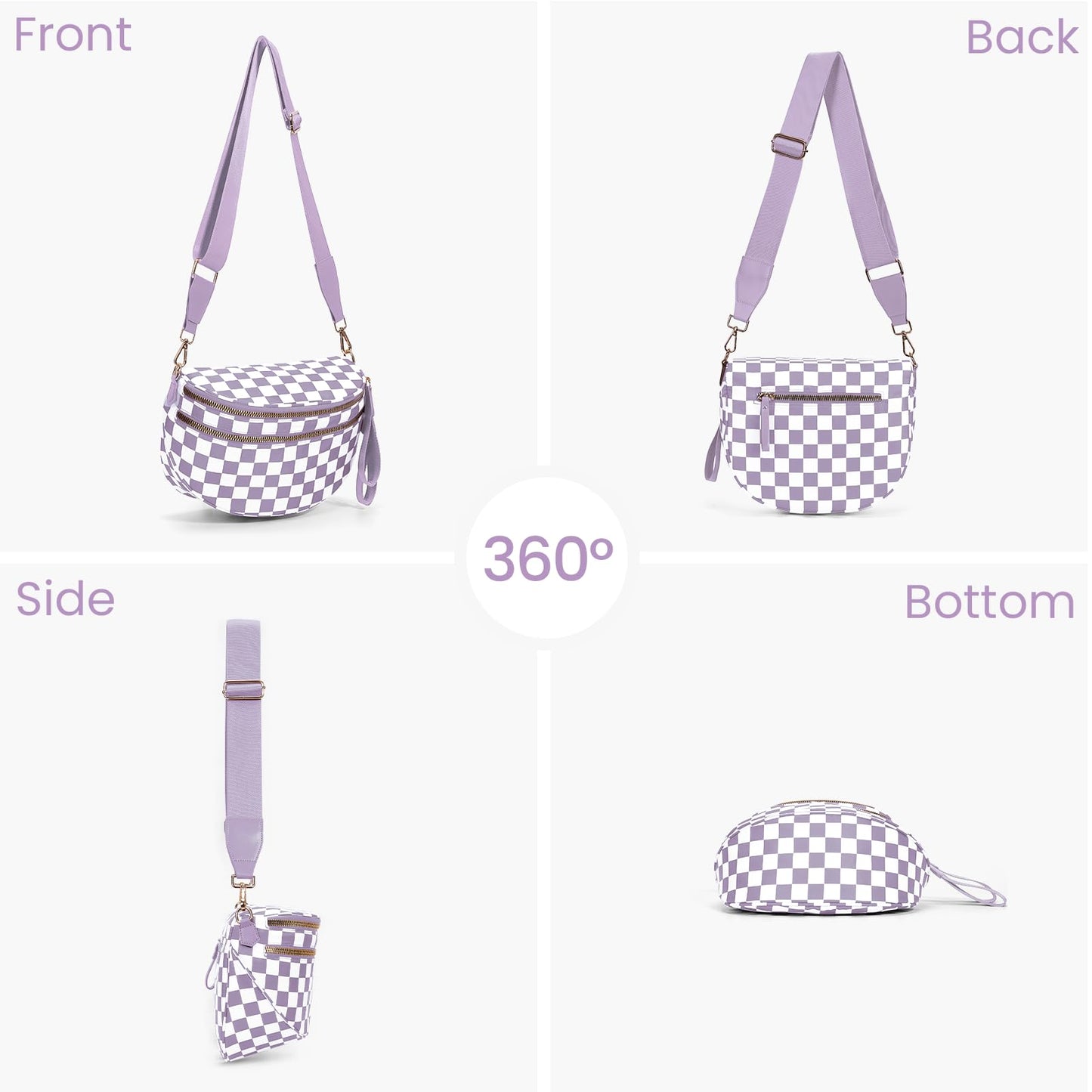 Checkered Crossbody Bum Bags for Women Nylon Checkered Purse Checkerboard Fanny Pack