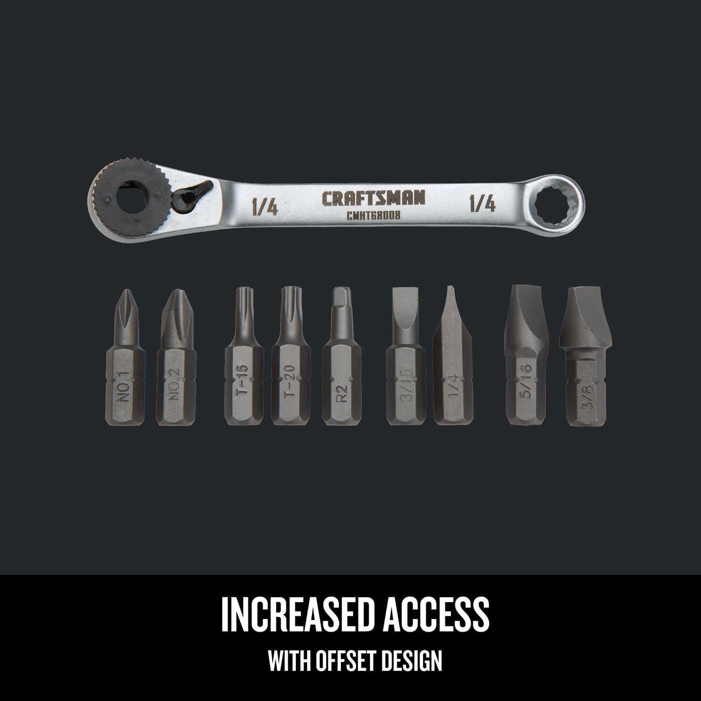 CRAFTSMAN Screwdriver Set, Ratcheting, Multi-bit 10-Piece (CMHT68008)