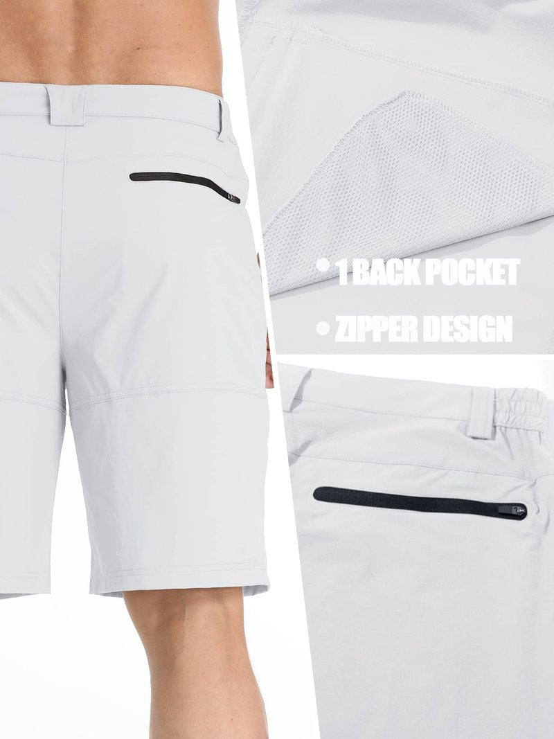 TACVASEN Mens Golf Shorts 10" Cargo Casual Dress Shorts Quick Dry Water Resistant Summer Hiking Travel Business Zipper Pockets White 38