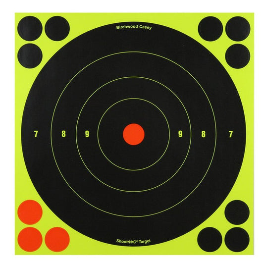Birchwood Casey Shoot-N-C 8" Bull's-Eye Reactive Targets - Highly Visible Instant Feedback Self-Adhesive - 30 Targets, 360 Pasters