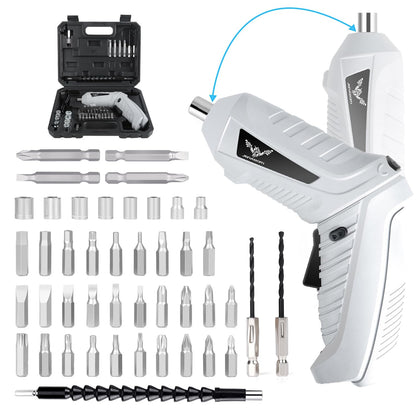 JENABOM 47 in 1 Electric Screwdrivers Cordless, 3.6V Rotatable 90 Degrees Cordless Screwdriver Rechargeable, Electric Screwdriver Set with USB Cable LED Light for Home Improvement DIY Project
