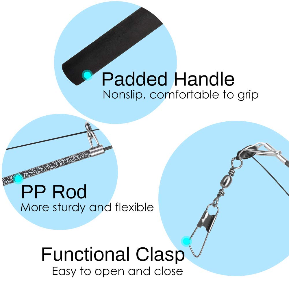 Pawaboo Cat Feather Toys, 4 Pack Interactive Cat feather Teaser Wand Toys, Retractable Fishing Pole Wand Catcher Exerciser with Refill Fish, Dragonfly Worm with Bells, Fun Cat Kitten Kitty Playing Toy
