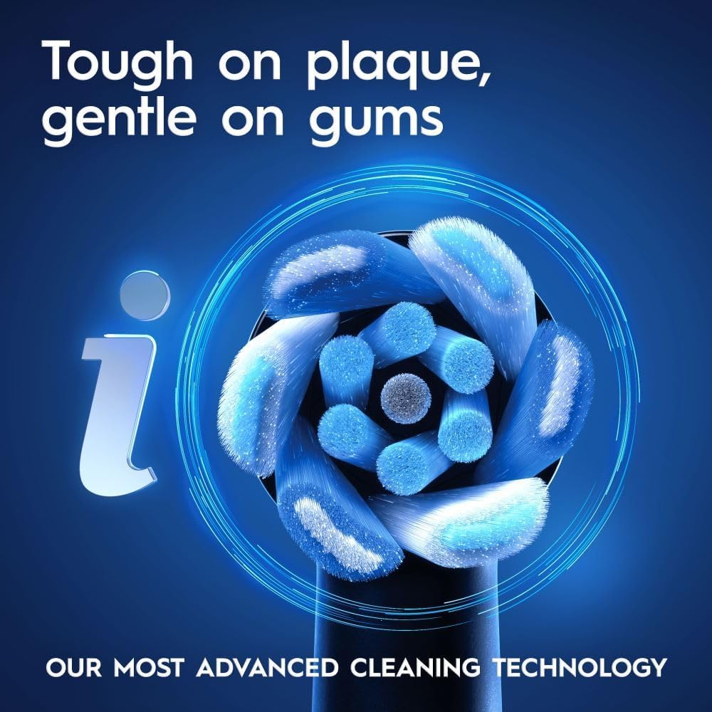 Oral-B iO 3 Matt Black Ultimate Clean Electric Toothbrush, 1 Refill Holder, 1 Charger Pouch, 1 Travel Case, Designed by Braun, Packaging May Vary