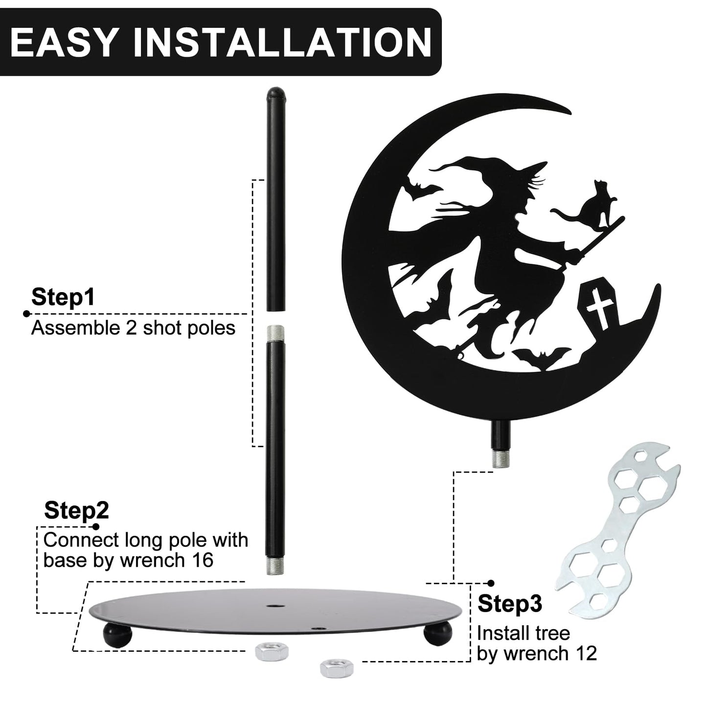 JarThenaAMCS Halloween Paper Towel Holder Black Witch Kitchen Decor Accessories for Home Bathroom, Large Metal Towel Holder Stand for Countertop