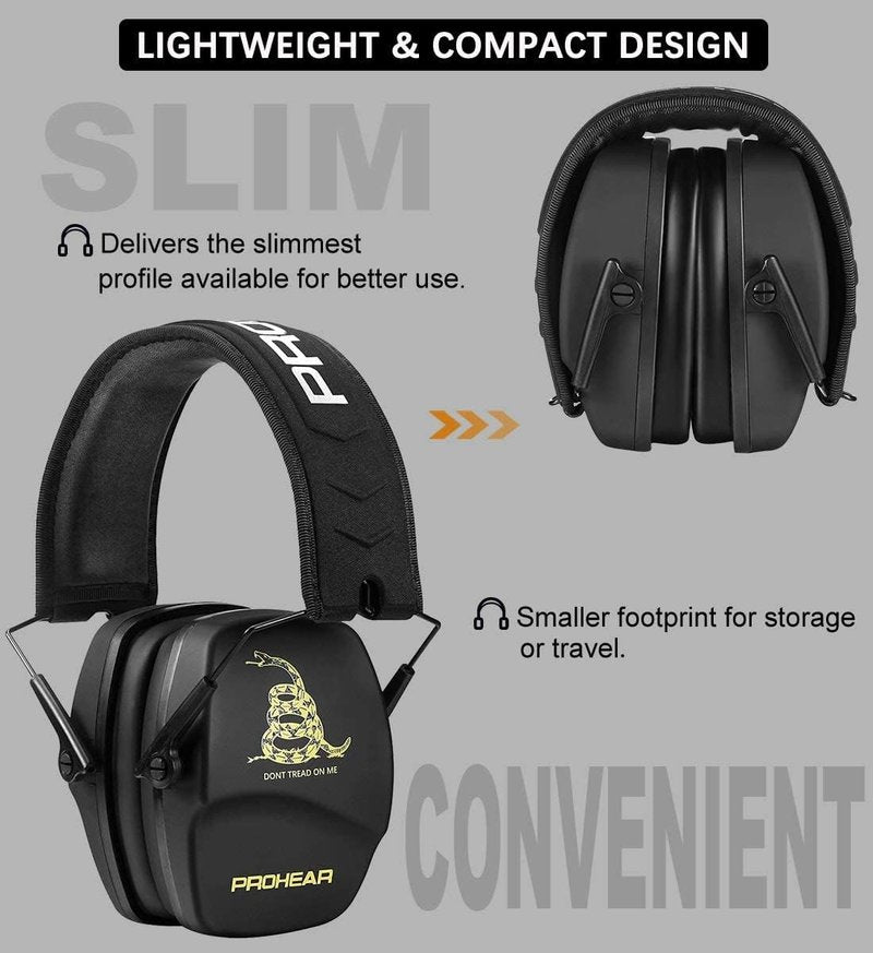 PROHEAR Ear Protection Earmuffs - Slim Design for Shooting & Noise Reduction
